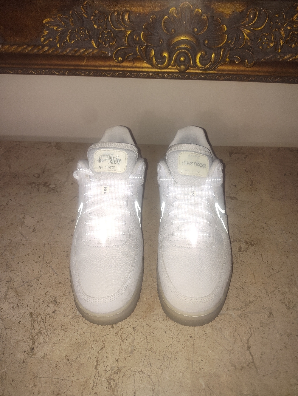 Nike Air Force 1 React White Ice White Low-Top Sneakers with Gum Outsole